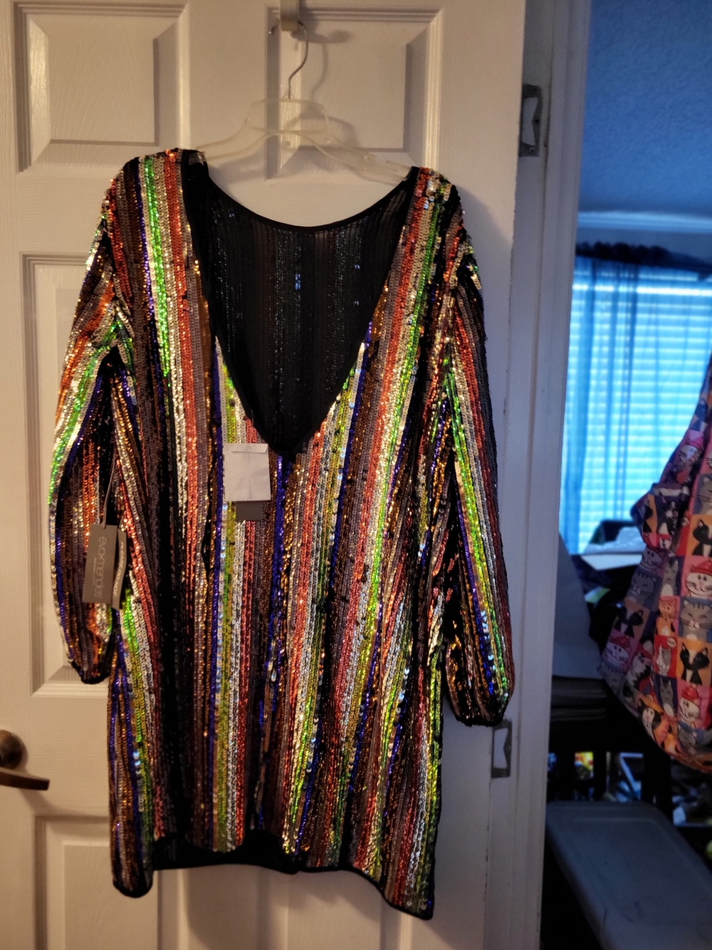 NY& Company Eva MendesMulticolored Sequin Stripe Dress 40in Long